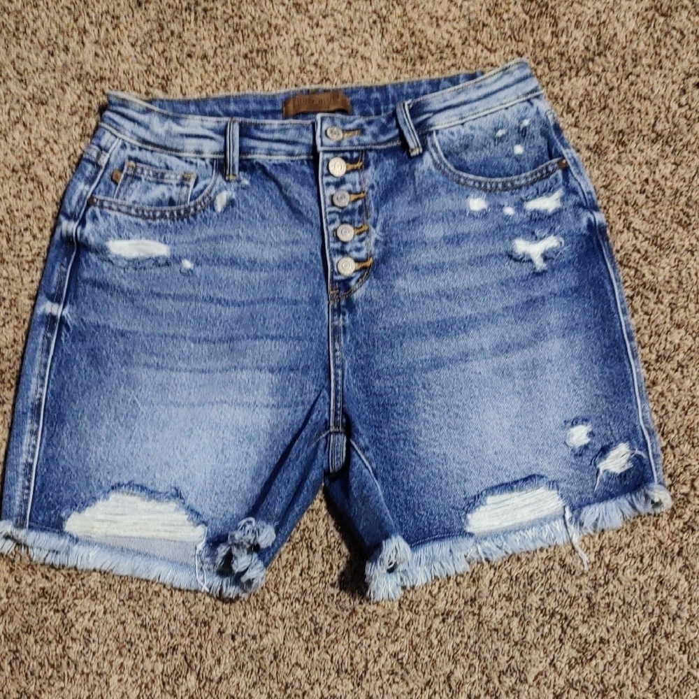 Distressed Blue Denim Shorts
